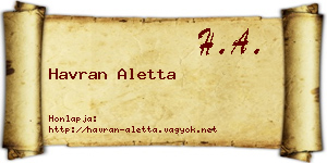 Havran Aletta névjegykártya
